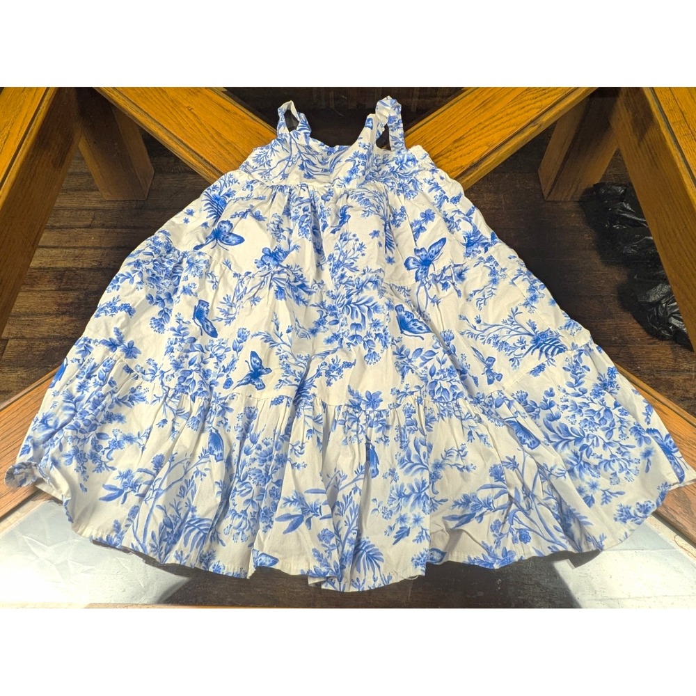 Btween Girls Blue/White Floral Sundress Sleeveless Knee Length Straps 3T